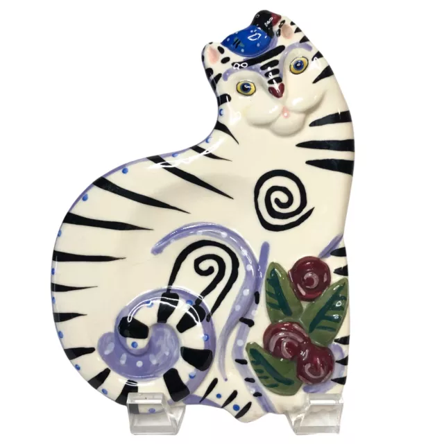 Cuchara de cerámica tigre gato descanso 2001 caprichosa placa de pared cocina pájaro