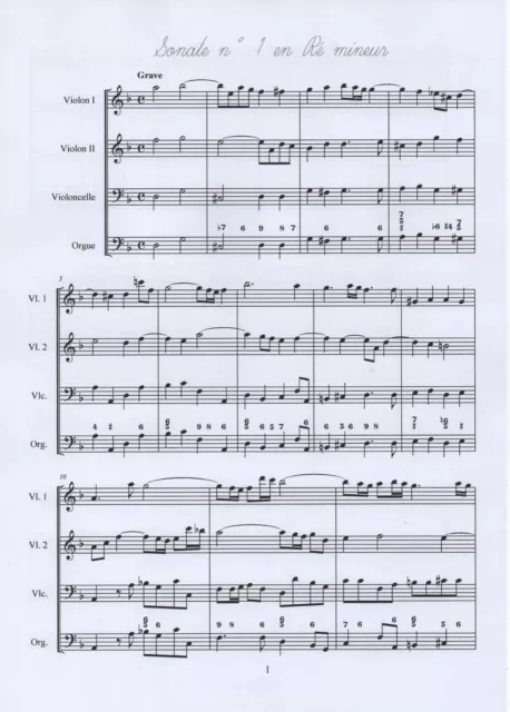 Albinoni : partition 12 Sonates à 3 pour 2 violons, violoncelle et orgue Opus 1