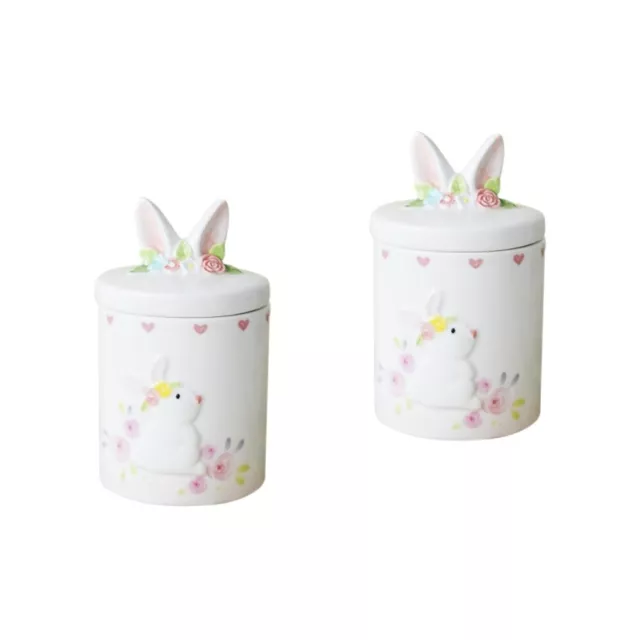 2 PIEZAS Jarros de cerámica en forma de conejo Caramelo Pascua Crujiente multifunción