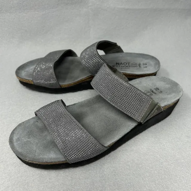 NAOT Bianca Comfort Sandals Sparkle Gray Womens Size EU 39/US 8 Slides