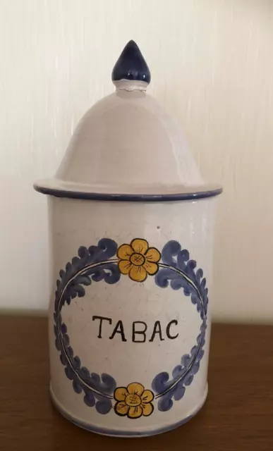 Ancien Pot A Tabac En Faïence Fin Xix°