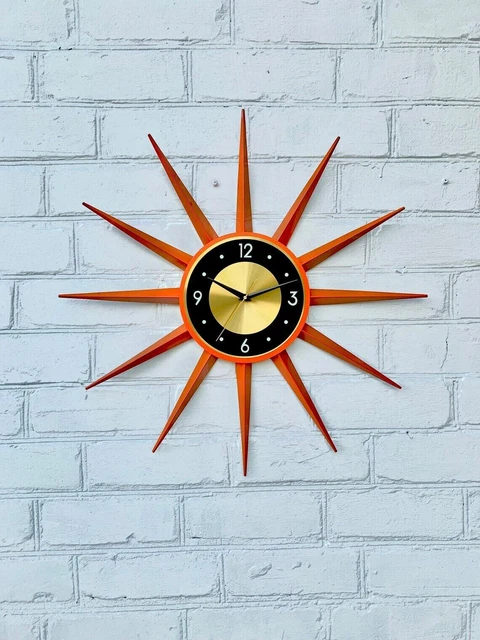 Horloge murale Starburst vintage Mid-Century moderne par Lux - Canada
