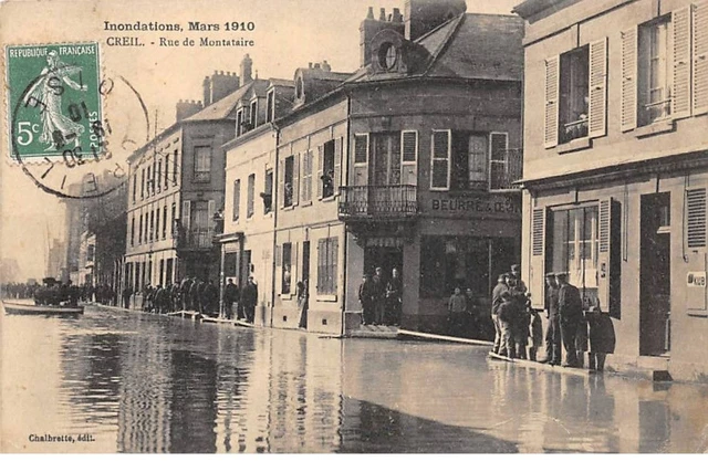 60 - CREIL - SAN66988 - Inondations Mars 1910 - Rue de Montataire