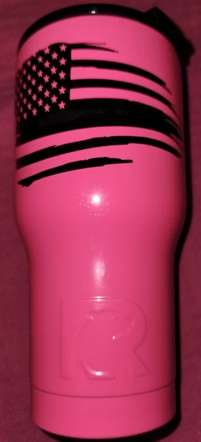 RTIC Stainless Steel Vacuum Insulated Tumbler pink with American Flag