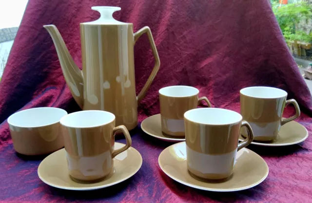 Vintage Original 70s Beswick Coffee Pot Set with 4 Cups and 4 Saucers sugar bowl