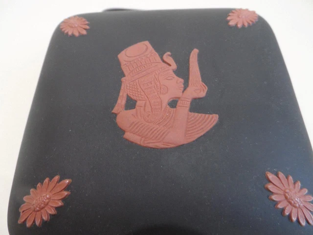 Wedgwood Jasperware Black & Terracotta Egyptian Square Lidded Trinket Box
