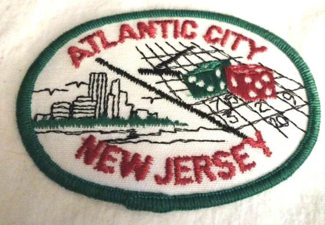 Atlantic City New Jersey NJ Skyline Craps Table Dice Casino Green White Patch