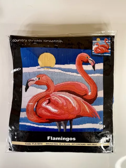 🦩 COUNTRY THREADS Long Stitch Kit Flamingos 🦩