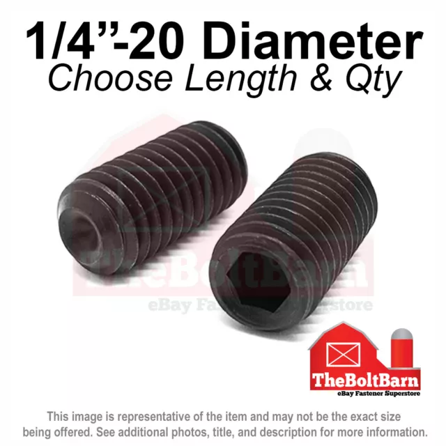 1/4"-20  Alloy Cup Point Allen Socket Set Screw Coarse Black Oxide (Pick Size)