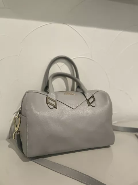 Versace Collection Genuine Leather Grey Handbag ( With Detachable Strap)