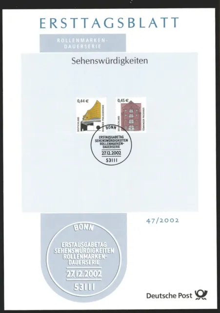 Ersttagsblatt ETB 47/2002 - "Sehenswürdigkeiten" -Berliner Philharmonie/Packhaus