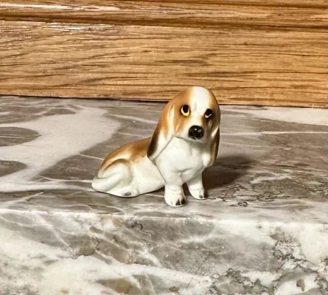 Vintage Miniature Ceramic Basset Hound Figurine