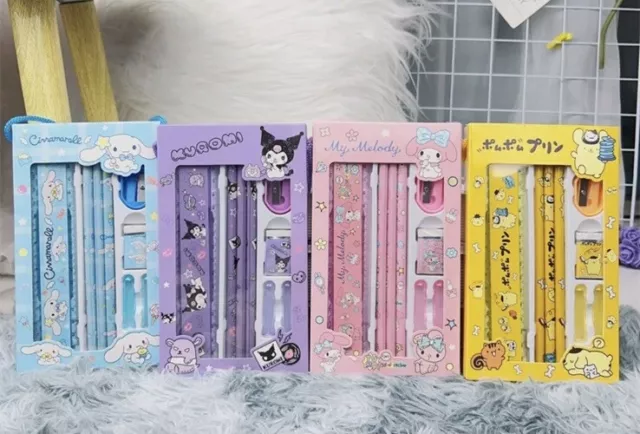 Sanrio Stationary Gift Set Pencil Rubber Ruler Pencil Sharpener Hello Kitty