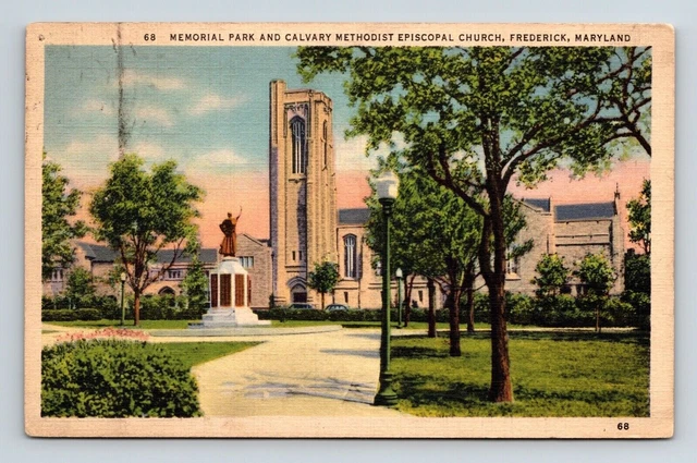 Memorial Park Calvary Methodist Episcopal Chruch Frederick Maryland UNP Postcard