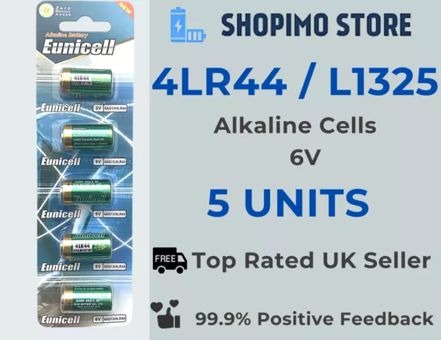 5 x L1325 4NZ13 6V Alkaline Batteries 4LR44 28A Cells Battery Eunicell  0% Hg