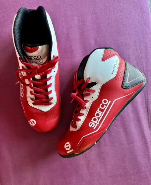 Sparco K-Pole Kart / Karting Boots Mid Cut Design Uk 4 Eur 37 Red Trainers Shoes