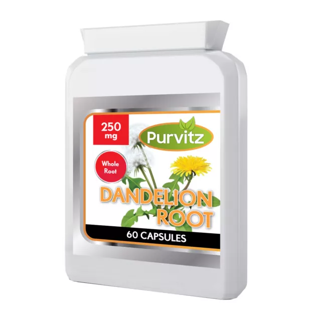 Dandelion Root 60 250mg Capsules Strong Extract Organic Detox Liver UK Purvitz