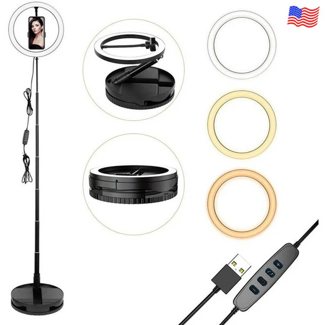 10" Folding LED Ring Light Kit w/ Stand Dimmable For Makeup Phone Selfie Youtube