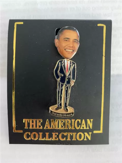 Raro Barack Obama Bobble Testa Smalto Spilla da Bavero Americana Collezione