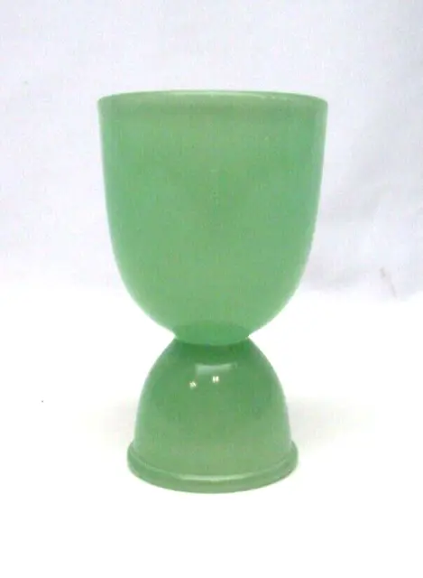 Vintage Jade-ite Lancaster Glass 4 3/8" Tall Double Egg Cup NOS