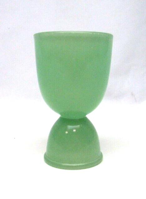 Vintage Jade-ite Lancaster Glass 4 3/8" Tall Double Egg Cup NOS