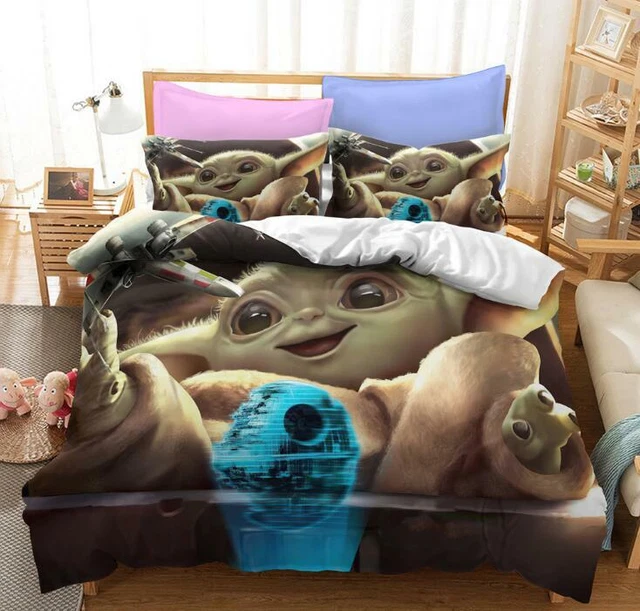 3D BABY YODA Doona Duvet Quilt Cover Mandalorian Bedding Set Double