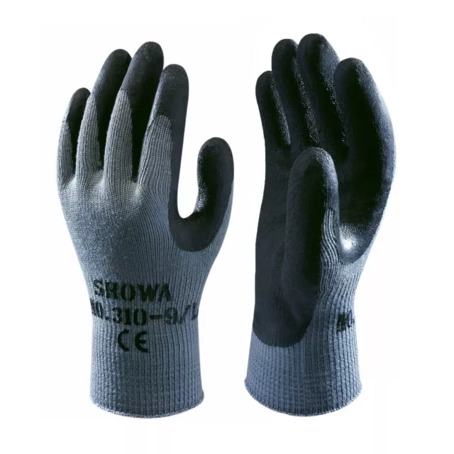 SHOWA 310 Grip Glove Latex Palm Coating DIY Gardening Builders Black