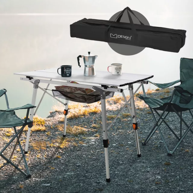 Tavolo pieghevole da campeggio picnic in alluminio argento con borsa trasporto