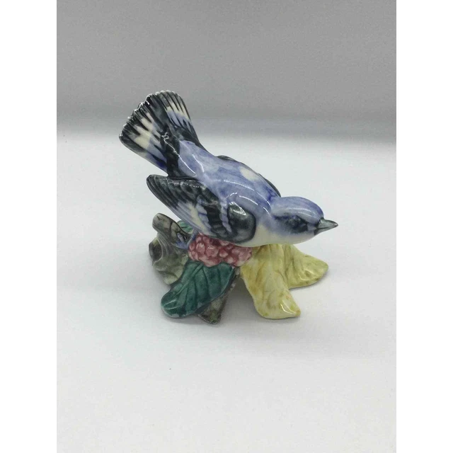 Stangl blue bird figurine on branch U.S.A. Pottery art signed Audubon Vintage 4"