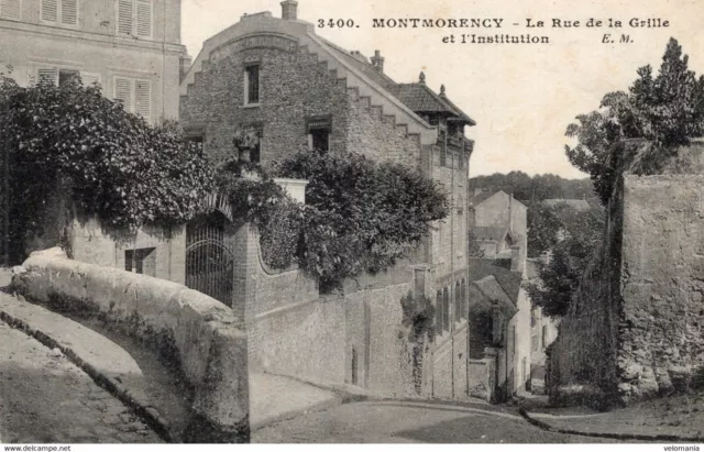 7328 cpa 95 Montmorency - La Rue de la Grille et l'Institution