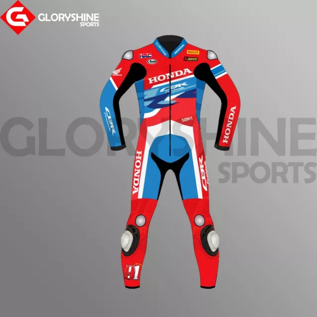 Leon Haslam Honda CBR Motorbike Leather Racing Suit WSBK 2021
