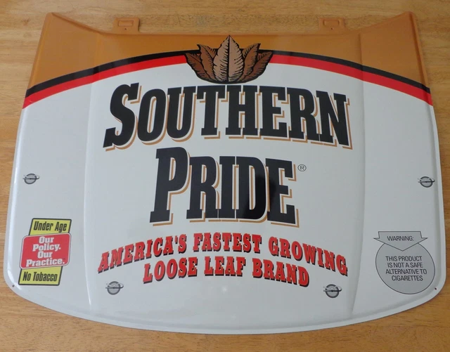 southern pride chewing tobacco SOUTHERN PRIDE LOOSE Leaf Chewing Tobacco Car Hood Shape Large Metal Tin  Sign $600.00