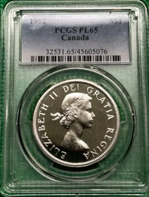 1962 Canada Silver Dollar.  Proof Like.  PCGS Certified PL65.