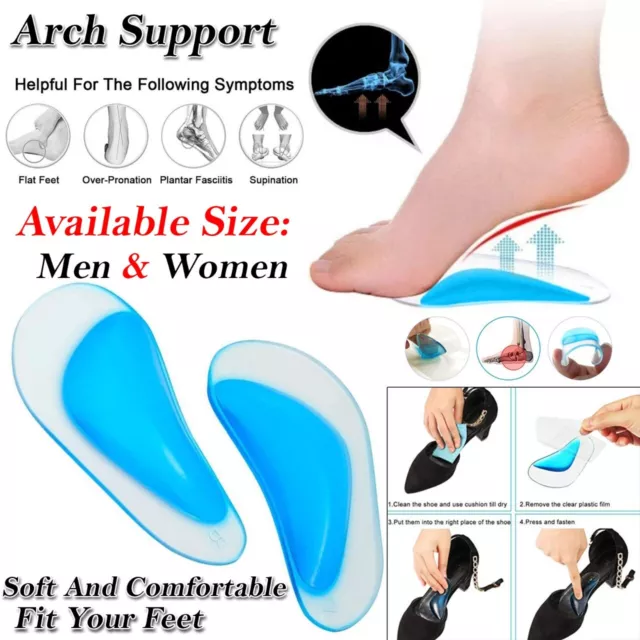 Orthotic Arch Support Insoles Flat Feet Foot Fallen Plantar Fasciitis Heel Pain.