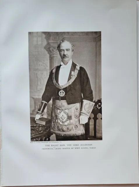 1886 Masoneria Impresión Lord Allerton Provincial Grand Maestro De West Riding