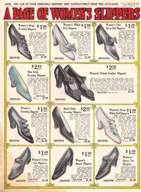 Vintage Paper Ad 1911 Women Boots Shoes Slippers Edwardian Fashion 1910s Macy's