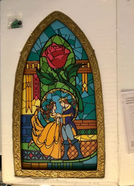 Disney Parks Art Beauty & the Beast Stained Glass Window Replica 23” Disneyland