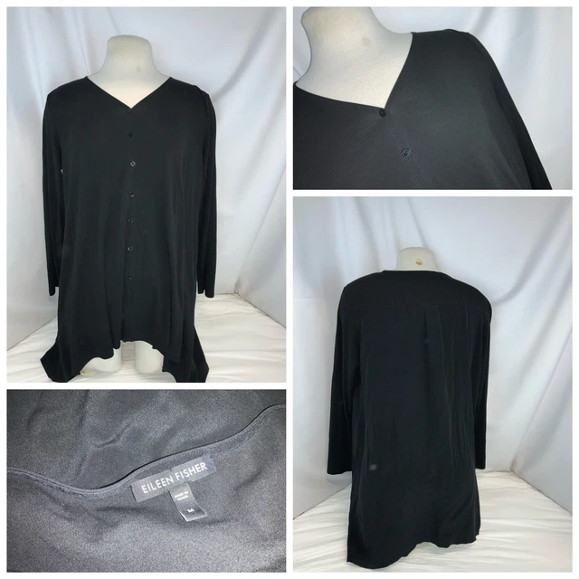 Eileen Fisher Strickjacke Pullover Pulli M Schwarz Viskose Neuwertig Zustand Ygi