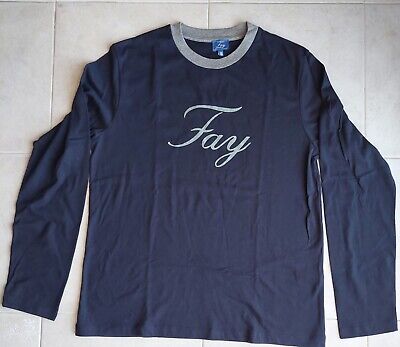 Maglia T-Shirt Fay Manica Lunga Ragazzo Anni 16 Cotone Maglietta Girocollo Blu