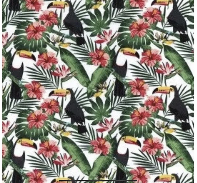 Rose & Hubble Tropical Toucan Cotton Poplin Fabric 1m X 120cm Quilting CRAFTS