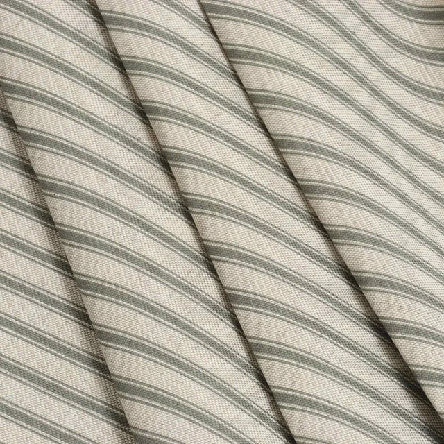 Deck Streifen Grün Baumwolle/Leinen Stoff für Vorhänge Polster Handwerk 140cm breit