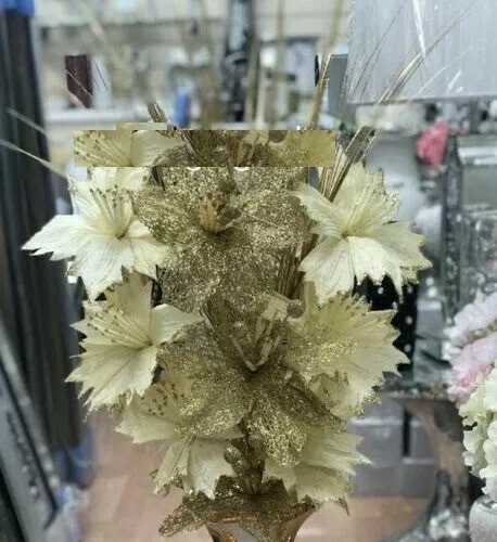 Gold Artificial Flower Crushed Dimond Display Ornaments Home Decoration