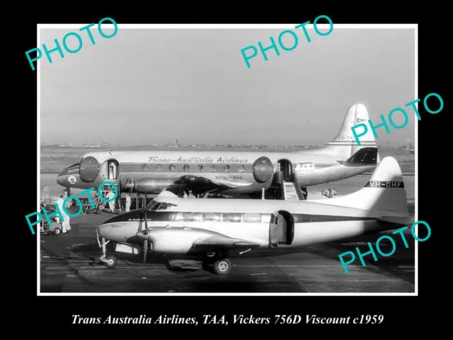 Old Historic Aviation Photo Taa Trans Australia Airlines Vickers Viscount 1959