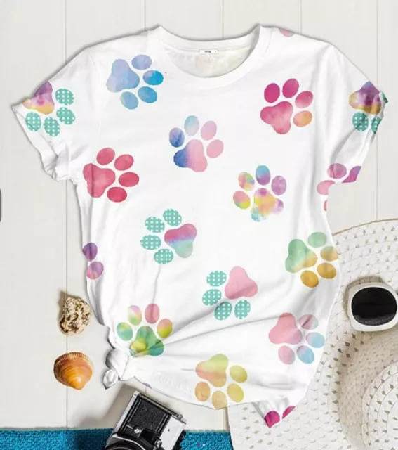 Pixie Lady White Paw Print T-Shirt - NEW - Just in Time for Spring!