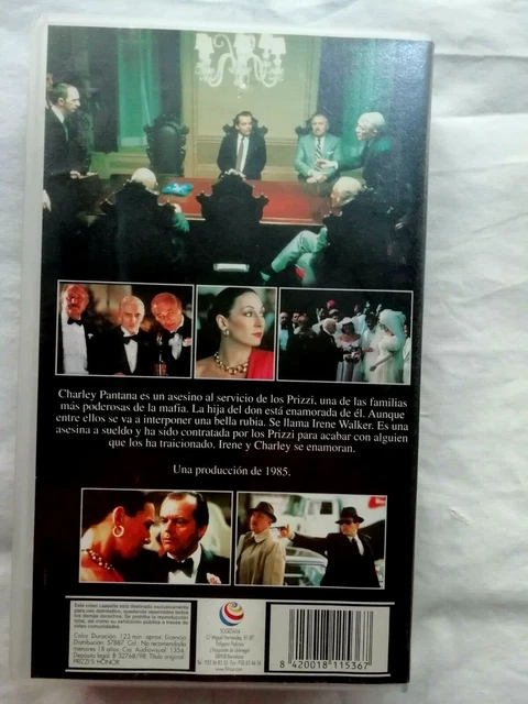 Filmax Vhs THE HONOR OF The Prizzi Tape VHS John Huston Jack Nicholson Pal Filmax ...