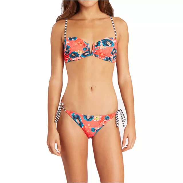 Billabong Mix Mash Floral Red Horizon Bustier Bikini