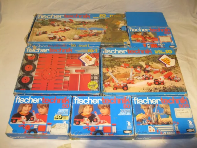 Vintage Lot FISCHER TECHNIK 4,7kg 8 BOÎTES COFFRET SERIE 50 Jeu de Construction