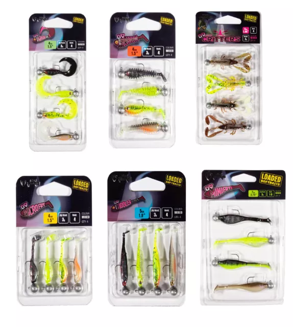 Fox Rage UV Micro Lures Loaded Mixed Colour Packs Pike Perch Zander New