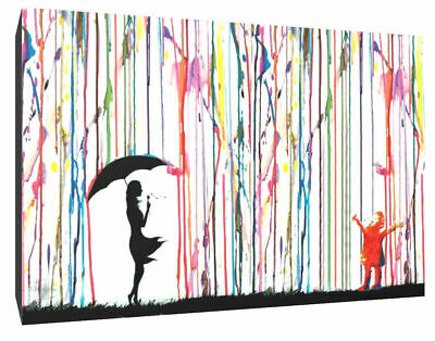 Banksy girl rain BANKSY canvas wall art Wood Framed Ready to Hang XL