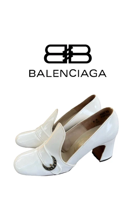 Vintage 1960s Balenciaga Patent Leather Heels White Size 5